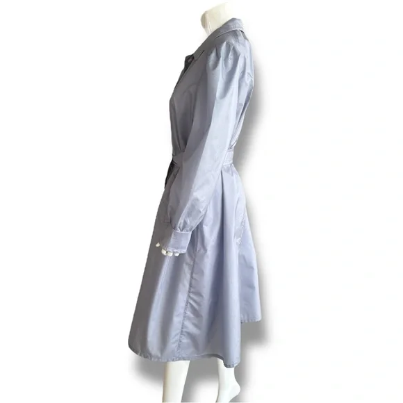 Totes Nylon Ice Blue long Raincoat Trench Coat with Belt, Hood. Women’s Size 10 - Picture 3 of 9